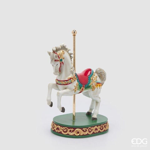 EDG Cavallo a dondolo decoro natalizio in poliresina 30x19xH40 cm