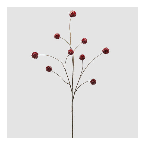 EDG Ramo decorativo con decoro sfere rosse Ilex H127 cm