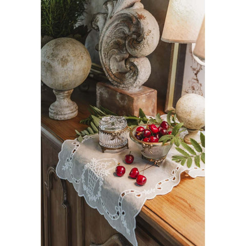 Blanc Mariclò Lot de 2 sets de table brodés en lin mélangé beige « Dentelle » 38x50 cm