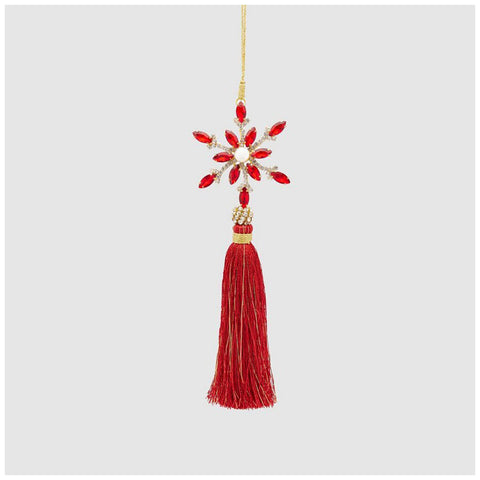 EDG Snowflake with gems and red metal tassel H21 cm