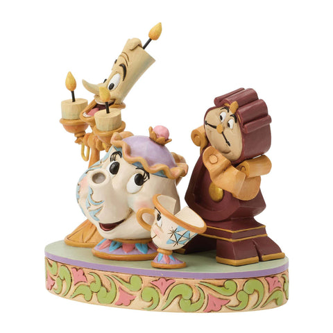 Enesco Disney Statuina Lumiere, Mrs Potts, Chip E Tockins H11.5 cm