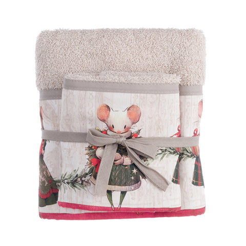 Blanc Mariclò Lot de 2 serviettes « Christmas Story » 2 variantes (2 unités)