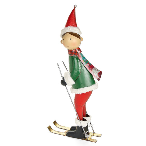 Cloth Clouds Figurine of Child Skier "Christmas Card" H60 cm 2 variants (1pc)