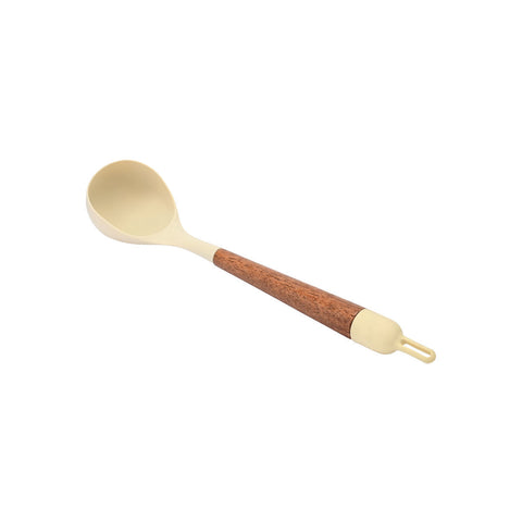 Estia Home Mestolo da cucina in silicone crema e legno "Allure" 34x7.5x7 cm
