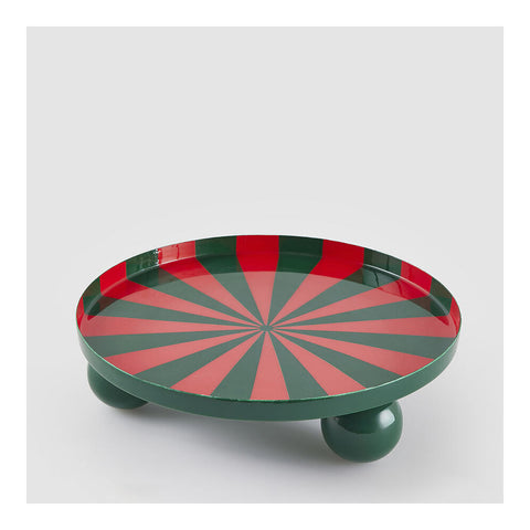 EDG Alzata natalizia decorativa metallo rosso/verde D26xH7 cm