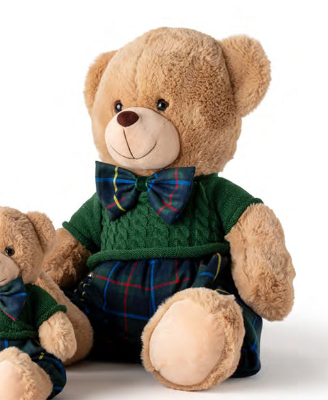 Fiori di lena Peluche Orsetto Teddy grande di Natale con fiocco H40 cm 2 varianti(1 unità)