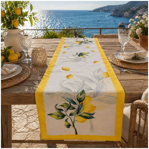 Clodette Runner da cucina in cotone con limoni "Amalfi" 150x44 cm