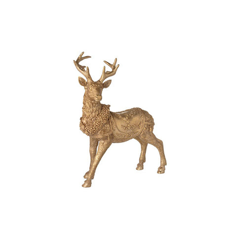 L'arte di Nacchi Statuina renna decoro natalizio in resina oro 25x12xH34 cm