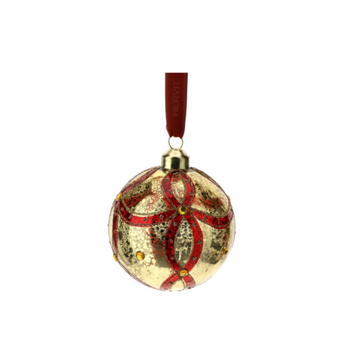 Hervit Swing Christmas Ball in Red/Gold Glass 2 Variants (1 Unit)