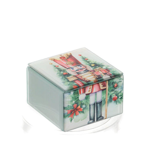 Hervit Christmas Box with Nutcracker Square Wooden Box and Mirror 7x7x5 cm