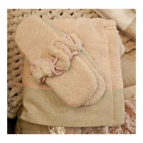 Mon ensemble 3 pièces pour vous : paréo de douche, bandeau et chaussons en coton « Toe », 2 variantes (3 unités)