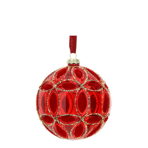 Hervit Blown Glass Red Christmas Tree Sphere D8 cm