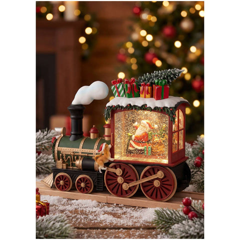 L'arte di Nacchi Treno con Babbo Natale luci led 31x10xH24 cm