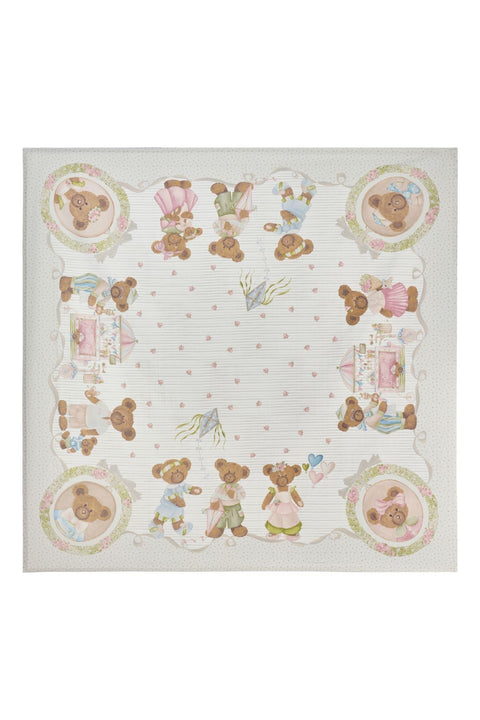 Nuvole di Stoffa Centrotavola quadrato in cotone con orsetti "Sweet Bear" 120x120 cm - Angelica Home Stabia