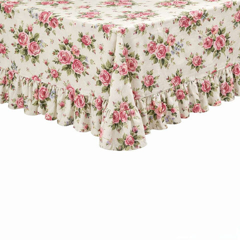 Nappe ronde en coton à volant Clodette "Annette" 100x100 cm