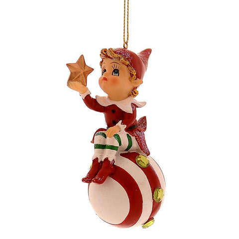 Décoration de Noël elfe Vetur en résine avec sphère H11 cm 2 variantes (1 unité)