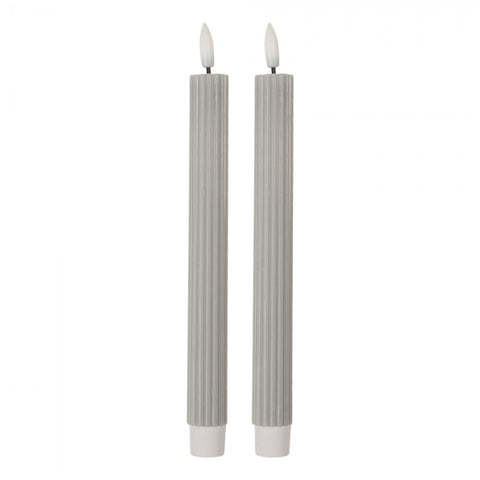 Clayre & Eef Set 2 Candela grigio con luce Led D2x25 cm / 2xAAA