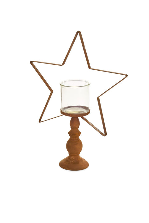Nuvole di Stoffa Set 2 portacandela a forma di stella in acciaio corten H35/44 cm