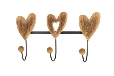 Nuvole di Stoffa Appendino Cuori da parete in legno riciclato "My Home" 40x10xH23 cm