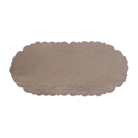 Chemin de table ovale en coton taupe "Carmen" 45x100 cm Blanc Mariclò