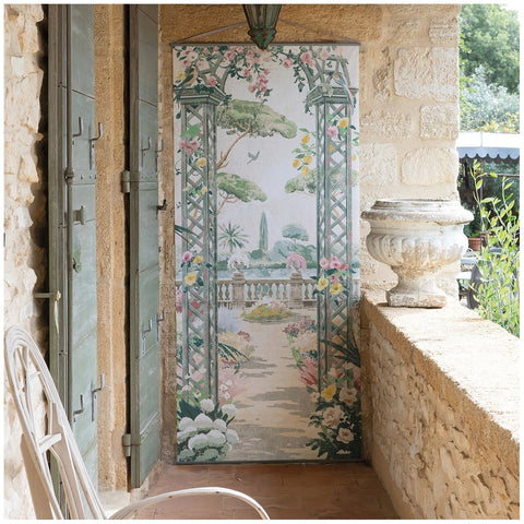 Mathilde M Tela murale decorativa in stile francese "Giardino Bucolico" 90x200 cm