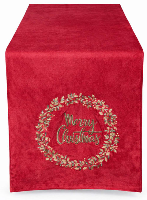 Clodette Runner di Natale in velluto ricamo "Holiday" 160x40 cm 2 varianti(1 unità)