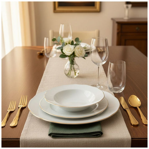 Fade Servizio 40 piatti in porcellana bianco/oro "Reyna"