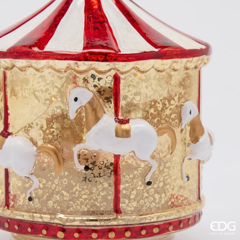 EDG Enzo De Gasperi Decoro Carillon giostra carosello Led e glitter con musica D15 H17 cm