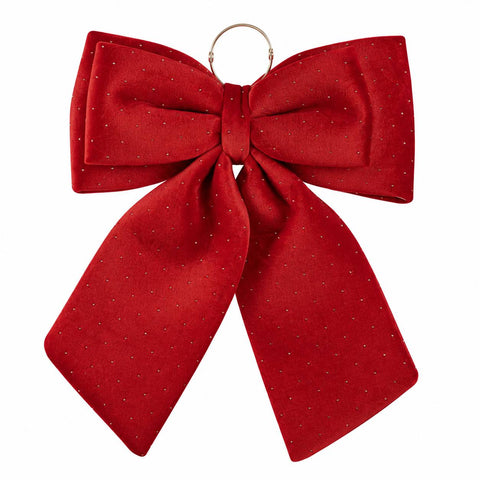 EDG Enzo De Gasperi Decoro Fiocco natalizio velluto con brillantini  30xH40 cm 2 varianti (1 unità)