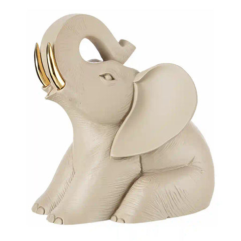 Bongelli Preziosi Statuina Elefante in polvere di marmo nocciola/oro 11x11 cm