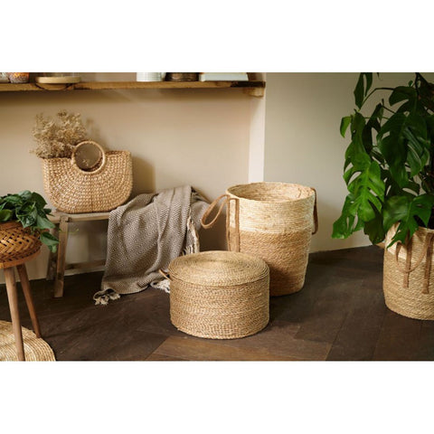 Clayre & Eef Pouf / Sgabello in Zostera  Ø40x23 cm