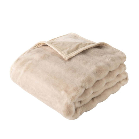 Plaid en fausse fourrure beige Blanc Mariclò 640 g/m² 140 x 170 cm