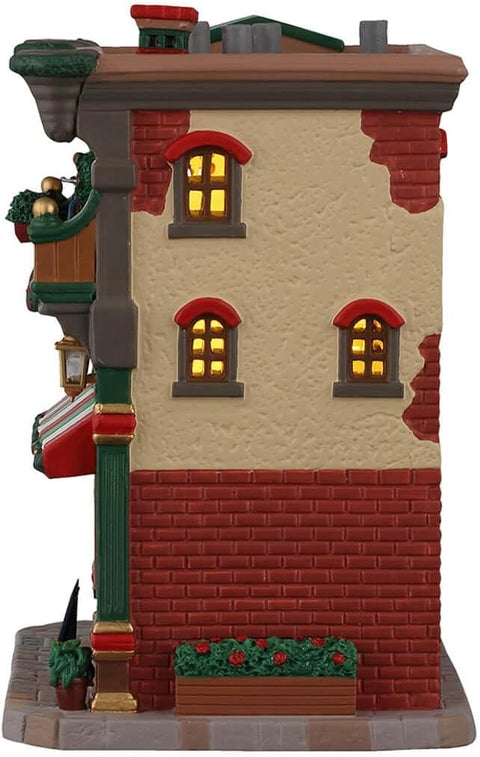 LEMAX Edificio luci led "Mario's Pizzeria & Bistro" in porcellana H18.5x16.5x12 cm