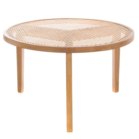 Blanc Mariclò Tavolino fumo in legno di bayur e paglia di Vienna "Euterpe" D75xH45 cm