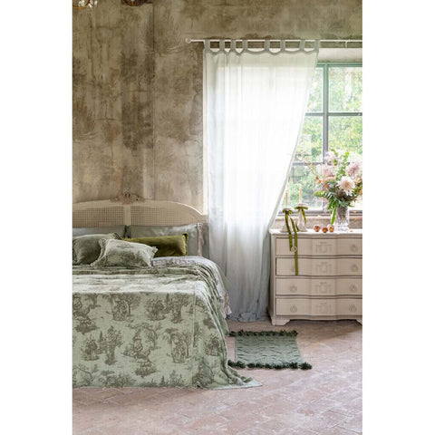 Blanc Mariclò Tête de lit en bois ivoire/beige "Proserpina" Shabby Chic 180x6xH124 cm