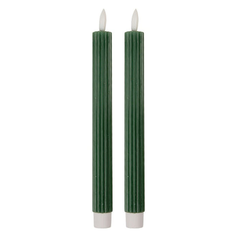 Clayre & Eef Set 2 Candela verde scuro con luce Led D2x25 cm / 2xAAA