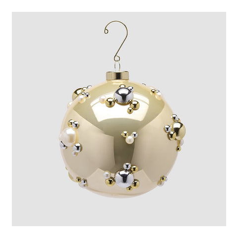 EDG - Enzo De Gasperi Palla di natale sfera oro con perle in vetro D12 cm