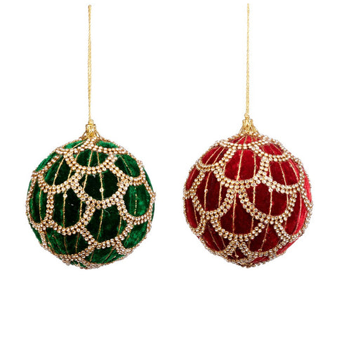 GOODWILL Velvet Christmas bauble with jewels D10 cm 2 variants (1pc)