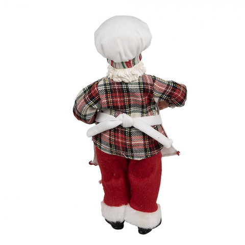 Clayre &amp; Eef Statuette de chef Père Noël en tissu 16x9xH28 cm 