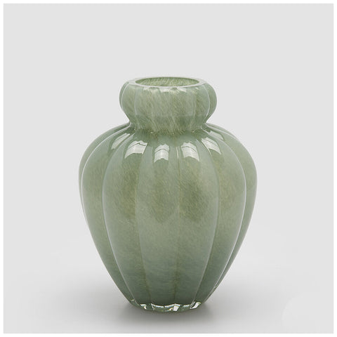 Edg Enzo de Gasperi Vaso Chignon in vetro verde salvia da interno D22xH28 cm - Angelica Home Stabia