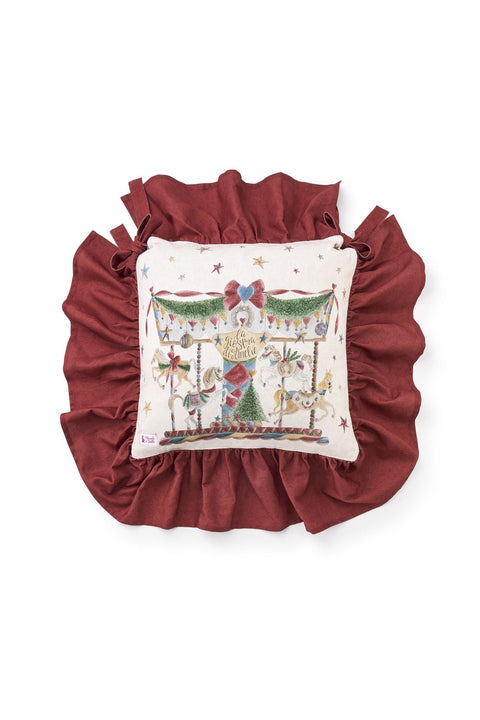 Lot de 2 coussins de chaise de Noël « Carrousel » en tissu Nuages ​​40 x 40 + 15 cm