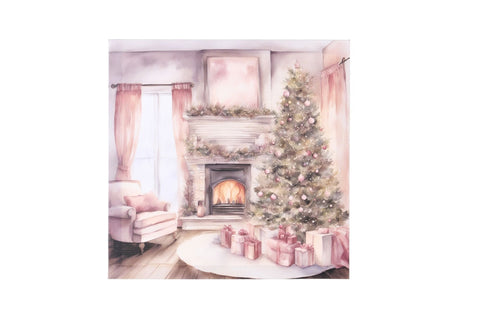 Toile Nuages ​​en Tissu, Cheminée et Sapin de Noël « Darling », 2 variantes (1 pièce)