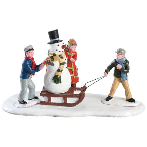 LEMAX Children with snowman "Kids Playing" in polyresin H7.1 x 12.4 x 6 cm