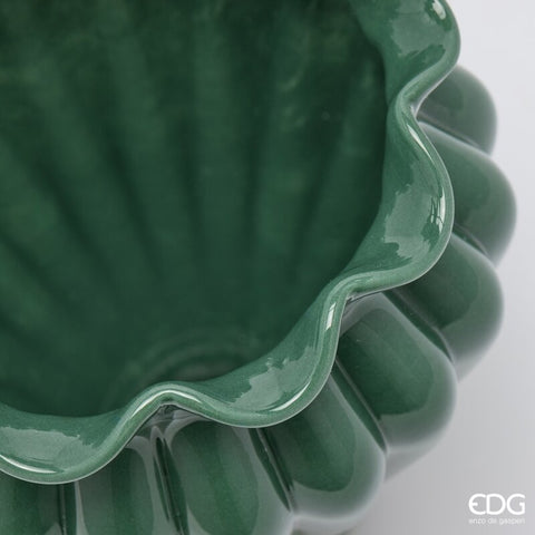 Edg Enzo de Gasperi Vaso Fleur portafiori in vetro verde D17xH20 cm
