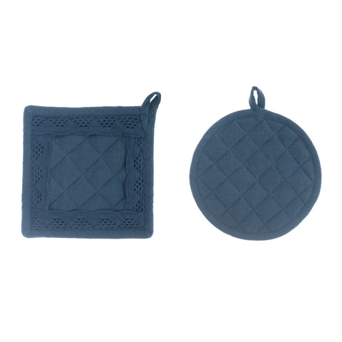 Lot de 2 maniques bleues Blanc Mariclò « New Infinity » D20 cm/16 x 16 cm