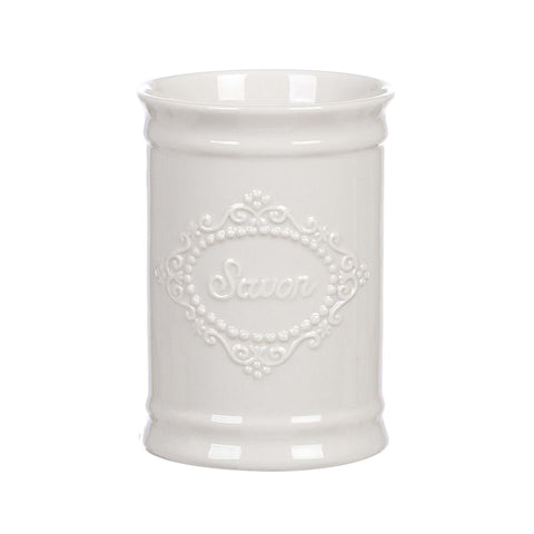 Blanc Mariclò Porta spazzolini in ceramica "Salle de bain" 8x8xh11 cm