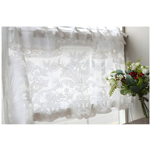 Mia per te Mantovana in lino bianco ricamo floreale "Nemesi" 150xH70 cm