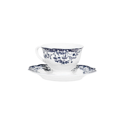Estia Home Coffret de 6 tasses à café en porcelaine blanc/bleu "Rêverie" 90 ml