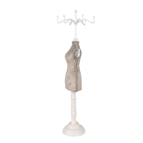 CLAYRE & EEF Portagioie legno e velluto beige Ø12x39 cm