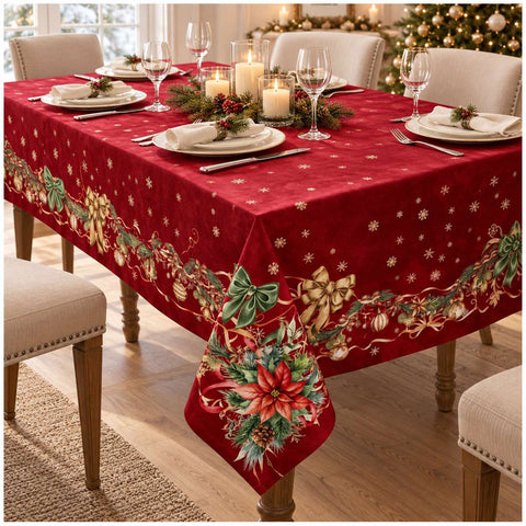 Clodette Tovaglia copritavolo di Natale rosso "Red Star" 145x220 cm